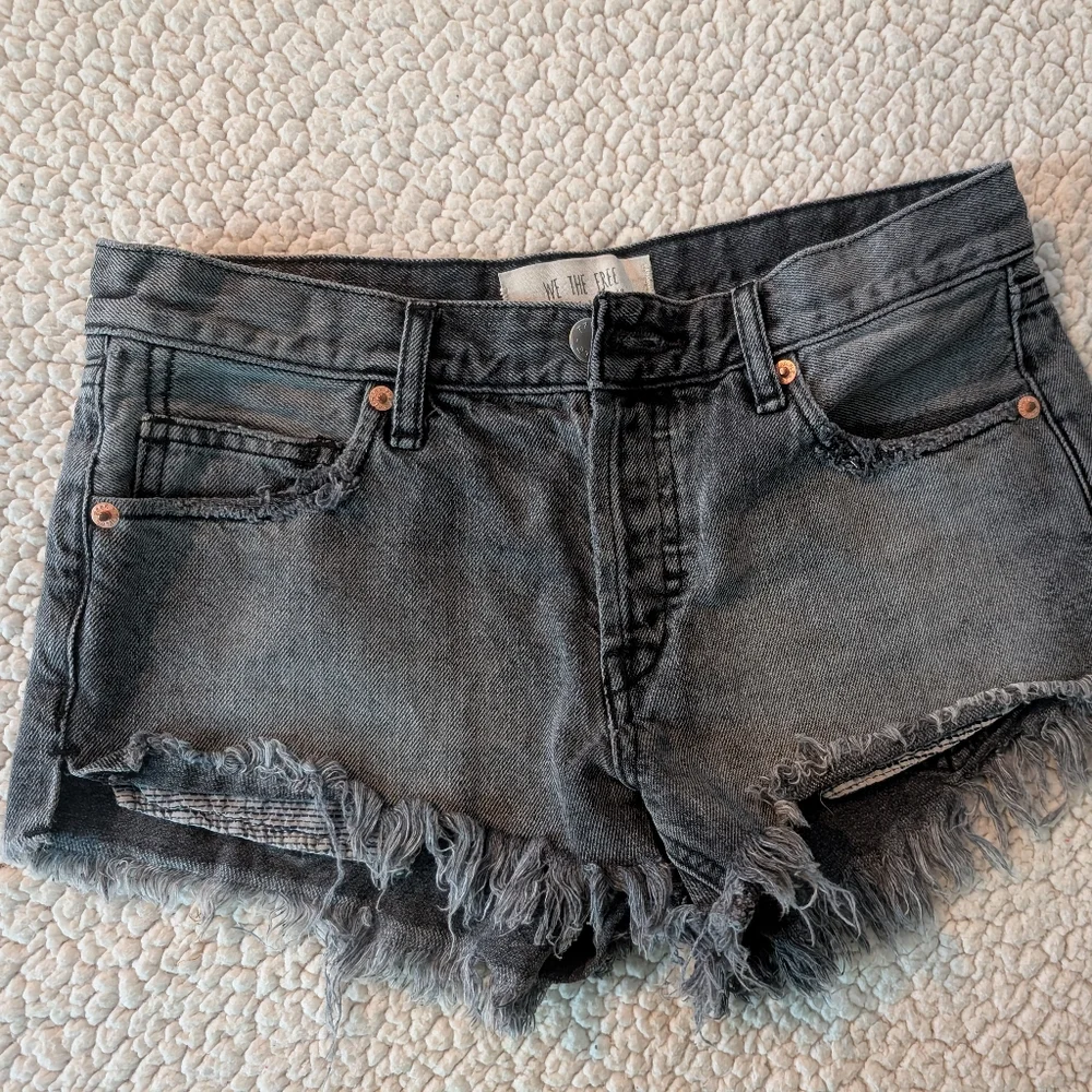 EUC Free People Low Rise Button Fly Distressed Shorts - Picture 5 of 13